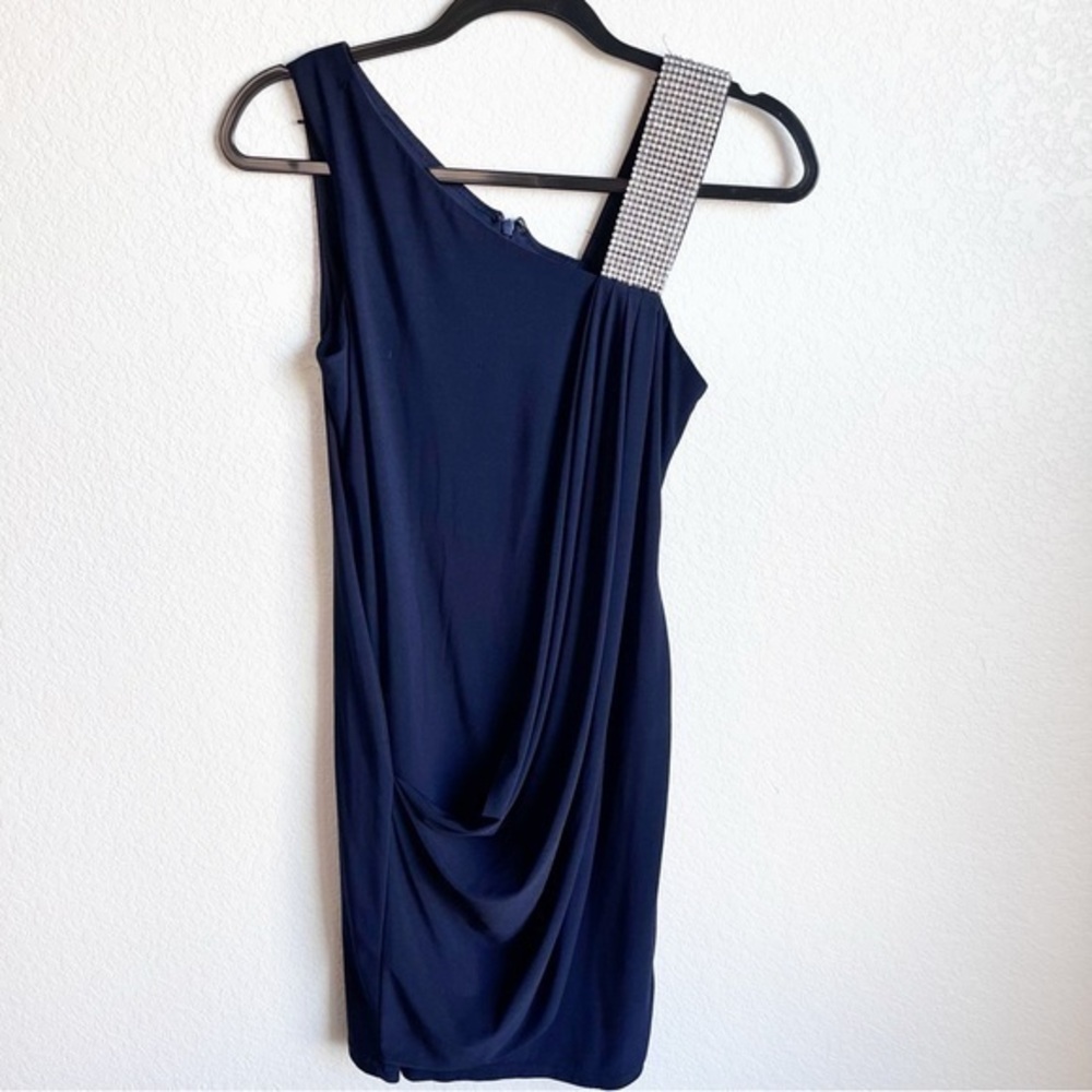 Betsy & Adam mini dress navy blue studded arm strap size 4